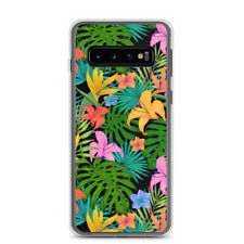 Étui Samsung imprimé tropical hawaïen plantes fleurs coloré boho housse Samsung