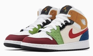 AIR JORDAN 1 MID SE (GS) MULTICOLOR BIG KIDS DR6957 100 - Picture 1 of 7