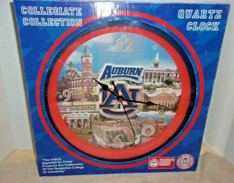 COLLEGIATE COLLECTION AUBURN UNIVERSITY 12" WALL CLOCK NEW IN BOX Cover
