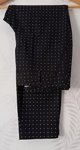Ladies Smart Capri Trousers Uk 12 27" Leg Black / White Polka Dot Faux Pockets - Picture 1 of 16