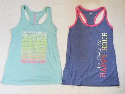 ATHLETIC WORKS WOMENS RACER BACK TANK TOP SIZE XSMALL BLUE GREEN LOT OF 2 - Изображение 1 из 3
