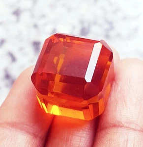 Orange Topaz Cube Certified Loose Gemstone 46.30 Ct With Free Gift - Picture 1 of 6