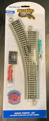 Bachmann 44561 Left-Hand Nickel Silver E-Z HO Scale Remote Switch E-Z Track - Image 1 of 2