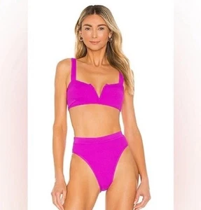 New L*Space High Waist Frenchi Ribbed Bikini Bottom Pink Pitaya Size Small - Picture 1 of 7