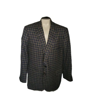 Holland & Sherry Plaid Blue Wool Blazer Balani Suit Jacket 42 Office Career - Picture 1 of 9