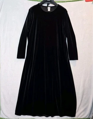 Vestido Eileen Fisher Terciopelo Negro 1X Vintage Nuevo con Etiquetas Bloomingdales Foto 1 de 4