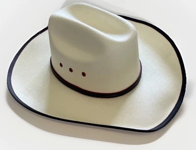 Chapéu de Palha LONE STAR Western Acabamento Preto Ilhós Vermelhos Revestido Fabricado nos EUA Vintage - Imagem 1 de 4