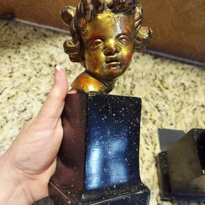 Vintage Borghese Buchstützen Cherub Gold Italien Italien Vergoldet Putti - Bild 1 von 11