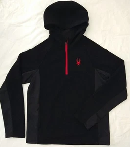 Spyder Boundless 1/4 Zip Pullover Hooded Sweater, Fleece Lined, Black, Mens L - Picture 1 of 6