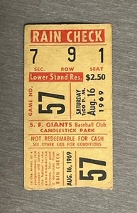 San Francisco Giants,Chicago Cubs MLB TICKET STUB 8/16/1969,Willie Mays,G. Perry - Picture 1 of 5