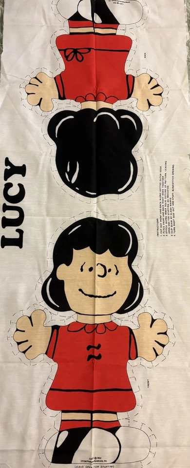 Painel de tecido artesanal vintage Peanuts Lucy de Charlie Brown para costura de brinquedo/travesseiro - Imagem 1 de 3