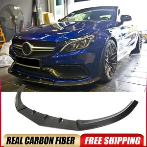 For Mercedes Benz W205 C205 C63 Coupe 15-21 Real Carbon Front Bumper Lip Spoiler - Picture 1 of 15