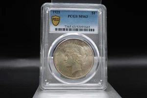 $1 dólar de plata Peace 1925 graduación profesional MS 63 - Imagen 1 de 5