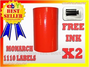 2 SLEEVES FLUORESCENT RED LABEL FOR MONARCH 1110 PRICING GUN 2 SLEEVES=32ROLLS - Picture 1 of 1
