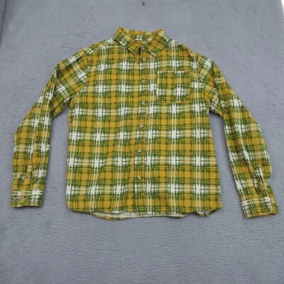 BDG Shirt Men L Yellow Green Abstract Plaid Corduroy Soft Grunge Skate Aesthetic - Image 1 of 4