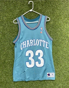 Vintage Champion Charlotte Hornets Basketball Jersey Mens 40 Alonzo Mourning - Picture 1 of 12