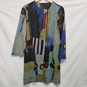 Pure Essence Dress Size S Colorful Long Sleeve Full Zip Artsy - Picture 1 of 3