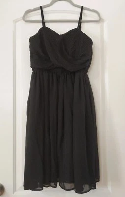Tevolio Chiffon Dress - Fit & Flare W/ Sweetheart Neckline Women Size10 Black - Image 1 of 4