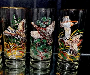 Wild Game Highball Glasses....West Virginia Glass..For The Man Cave in Your LIFE - Picture 1 of 7