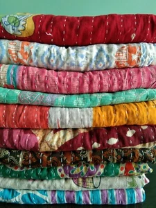 Vintage Handmade patchwork Kantha Quilt Throw Blanket Quilt kantha cotton - Picture 1 of 4