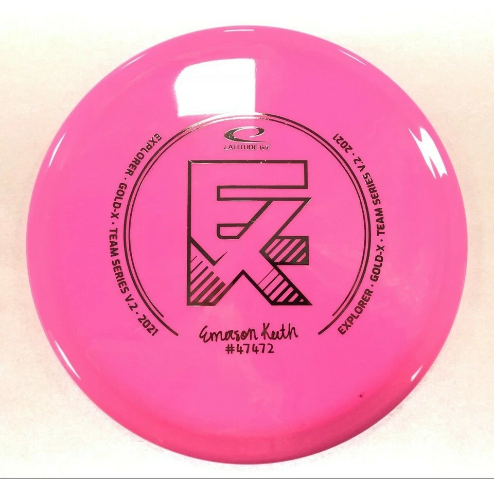 DISC GOLF LATITUDE 64 EMERSON KEITH TEAM GOLD-X EXPLORER FAIRWAY 174g PINK - Image 1 of 1