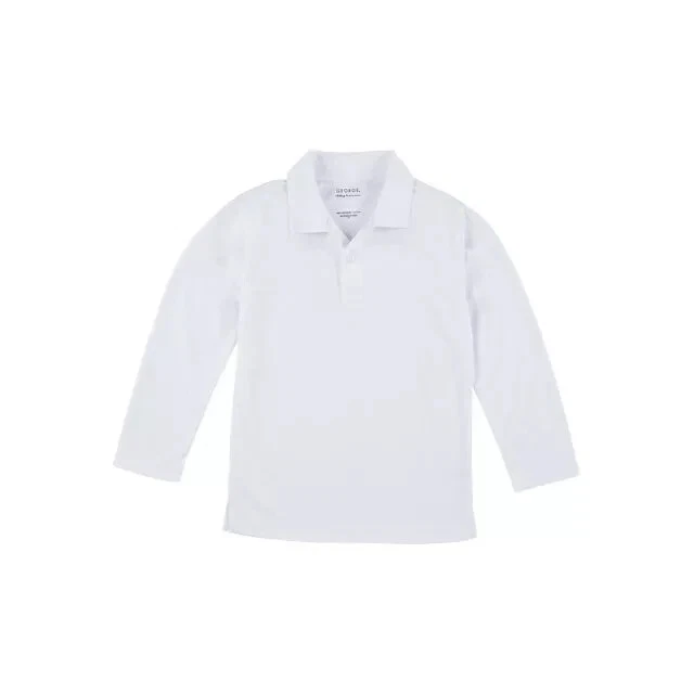 George Polo Shirt Boys White Long Sleeve Collared Performance