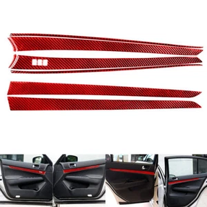 8Pcs Red Carbon Fiber Interior Door Panel Cover Trim For Infiniti G37 Sedan - Imagen 1 de 12