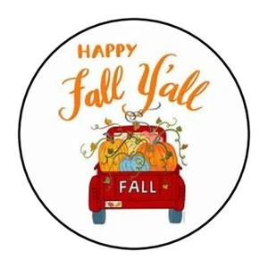 30 1.5" HAPPY FALL YA'LL TRUCK THANK YOU ORDER ENVELOPE SEALS LABELS STICKERS - Picture 1 of 1