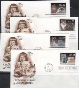 US Scott #2372 - 2375 "Cats", ArtCraft Cachet FDC - Picture 1 of 1