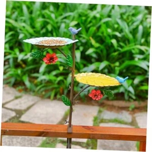 Deck Mounted Bird Bath Feeder Combo for Outdoors, Balcony Railing Leaves - Picture 1 of 7