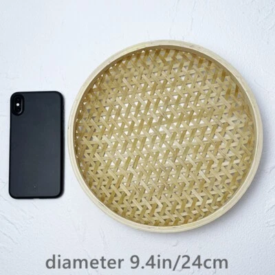 1X Home Handmade Bamboo Basket Plate Vegetable Fruit Food Tableware Storage - Image 1 of 4