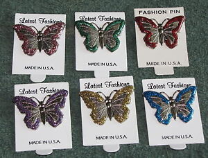 Fashion Butterfly Sparkle Glitter Pins Brooches