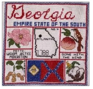 Georgia Sampler Kreuzstichkarte 1983 Betty Shelton, Creative Andenken - Bild 1 von 3