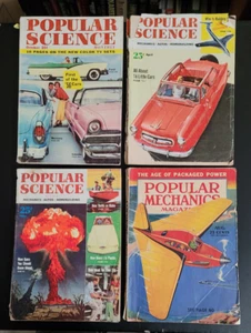 Vintage Popular Science/Mechanics Magazines 1941-1955 / Mickey Mantle, Fair-Good - Picture 1 of 4