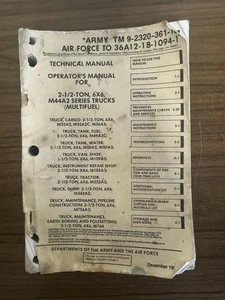 1988 Army Air Force M35A2 M35A2C M36A2 Truck Owner Operator Maintenance Manual - Picture 1 of 15