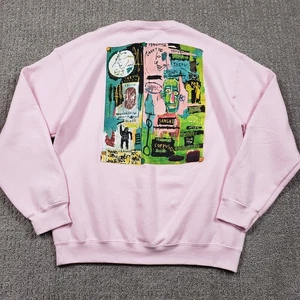 Jean Michel Basquiat Sweatshirt Large Pink Crewneck 1983 Artwork In Italian - Bild 1 von 8