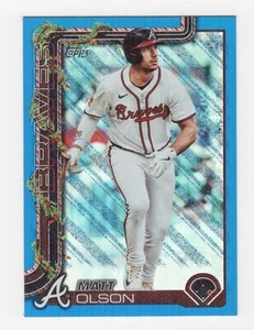 2025 TOPPS HOLIDAY MEGA BASEBALL BLUE METALLIC FOIL GLITTER MATT OLSON BRAVES - Picture 1 of 2