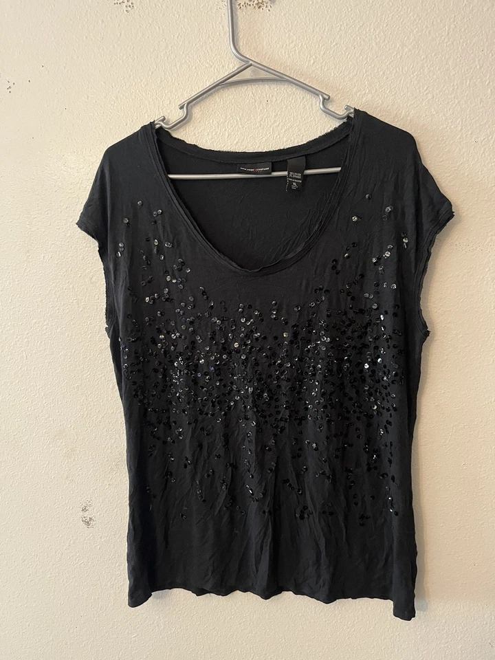 Top de lentejuelas negro sin mangas talla XL de New York & Company Collection para mujer Foto 1 de 4
