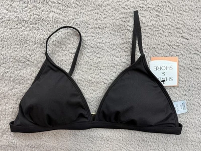 Shade & Shore 比基尼上衣女式 XL 黑色三角形可调节可拆卸垫 — 第 1/4 张图片