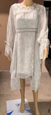 Lauren Conrad, Ladies Size M  Lace & Sheer High/Low Paisley Print Dress w/Slip. - Image 1 of 4