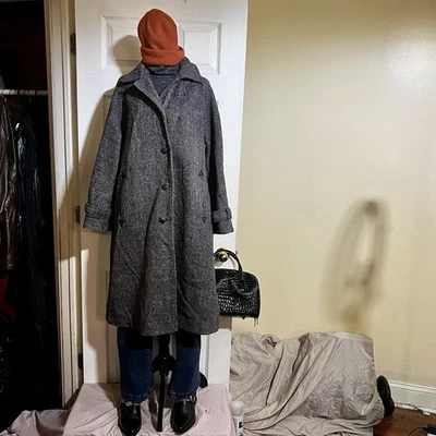 Abrigo De Colección Abbmoor Wms Lana Tweed Espiga Clásico Midi Swing Gris XL Foto 1 de 4