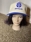 Vintage New Holland Logo Embroidered Snapback K Products Cream Blue Hat Cap