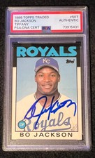 Bo Jackson 1986 Topps Traded Tiffany Rookie Card Autographed PSA Slabbed Beckett