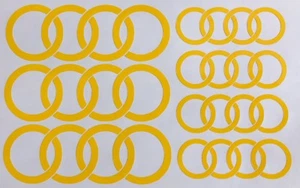 7 Audi Rings Decal Sticker Vinyl Caliper Brake Yellow Heat Resistant  - Picture 1 of 1