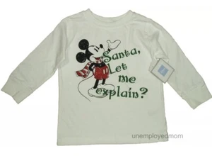 Mickey Mouse Holiday Christmas Tee T Shirt Top Boys Children Kids Santa Explain - Picture 1 of 2