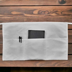 4 Half-Aprons - White, Commercial-Grade Uniform Servers 3-Pocket - Picture 1 of 2