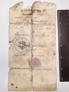 WW1, WWI GERMAN AUSWEIS 1916 YEAR (816-0318) - Picture 1 of 6