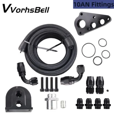 for 1996+ Ford 4.6 5.4L Mustang GT350 500 F150 Oil Filter Relocation Kit Billet - Image 1 of 4