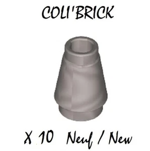 Lego 4589 b - 10x Brique cone / Cone 1x1 top groove - Argent Flat silver - NEUF - Imagen 1 de 1