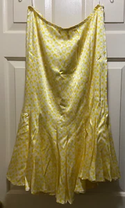 $439 SILK MIDI SKIRT IN WHITE IRREGULAR CIRCLES IN YELLOW TRUMPET STYLE 44 12 - Picture 1 of 9